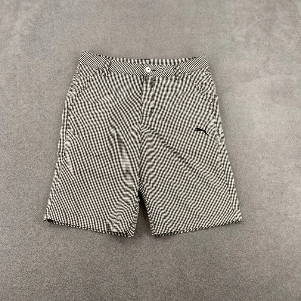 Puma Mens Golf Shorts Black White Gingham Check Plaid Size 30 Performance Sport‎